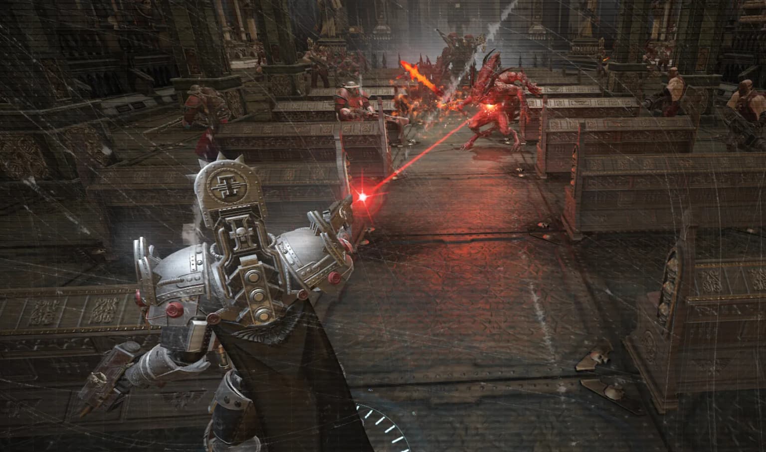 Инквизитор уничтожает врагов, кадр из игры